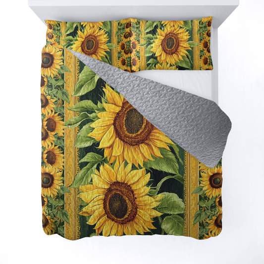 Shineful All Season Quilt 3-Piece Set - Sunflower Bloom Bliss
