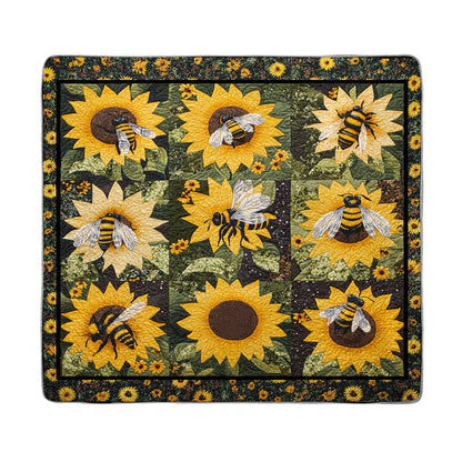 Shineful All Season Quilt 3-Piece Set Bee Bliss With Sunflowers