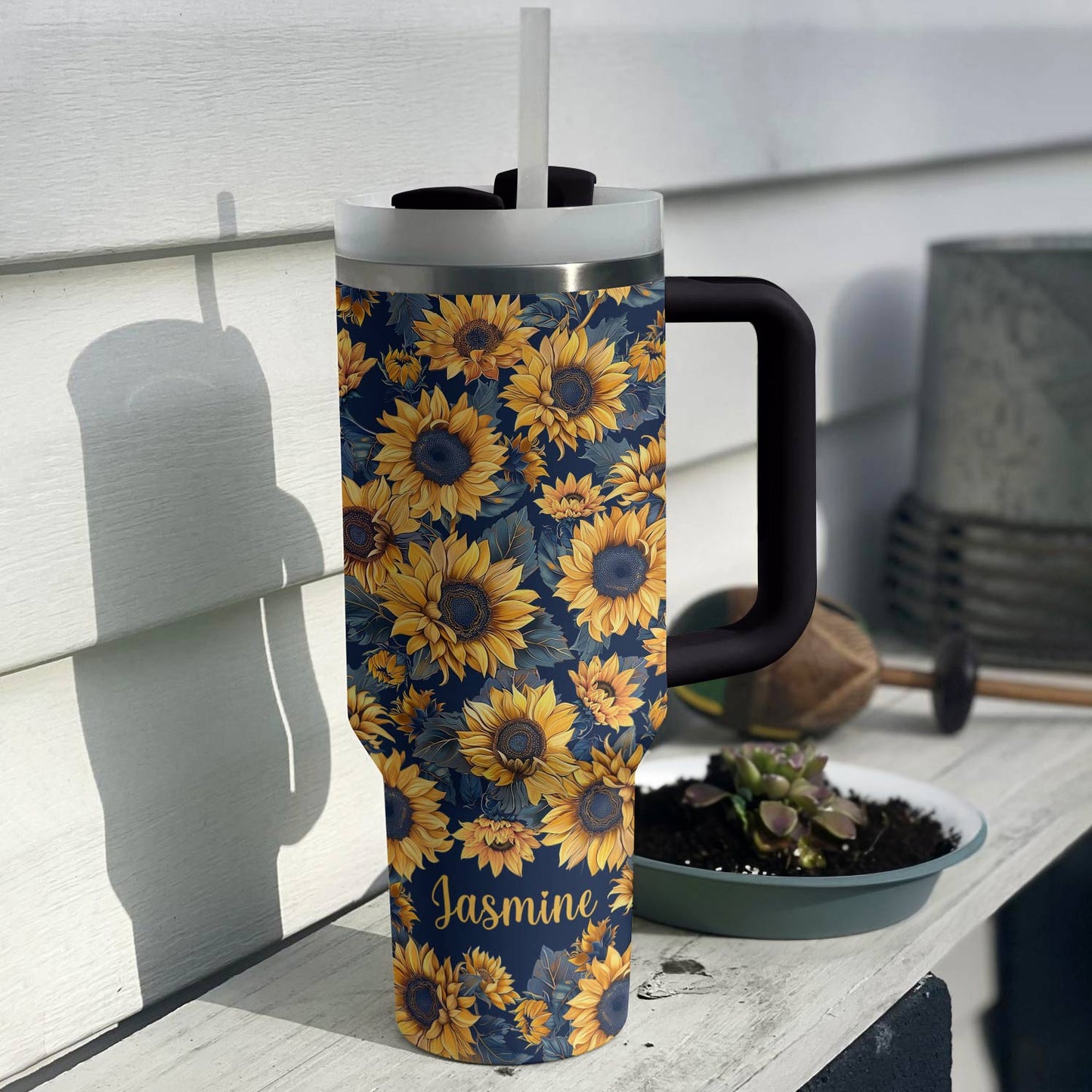 Shineful Tumbler Personalized Sunflower Majesty