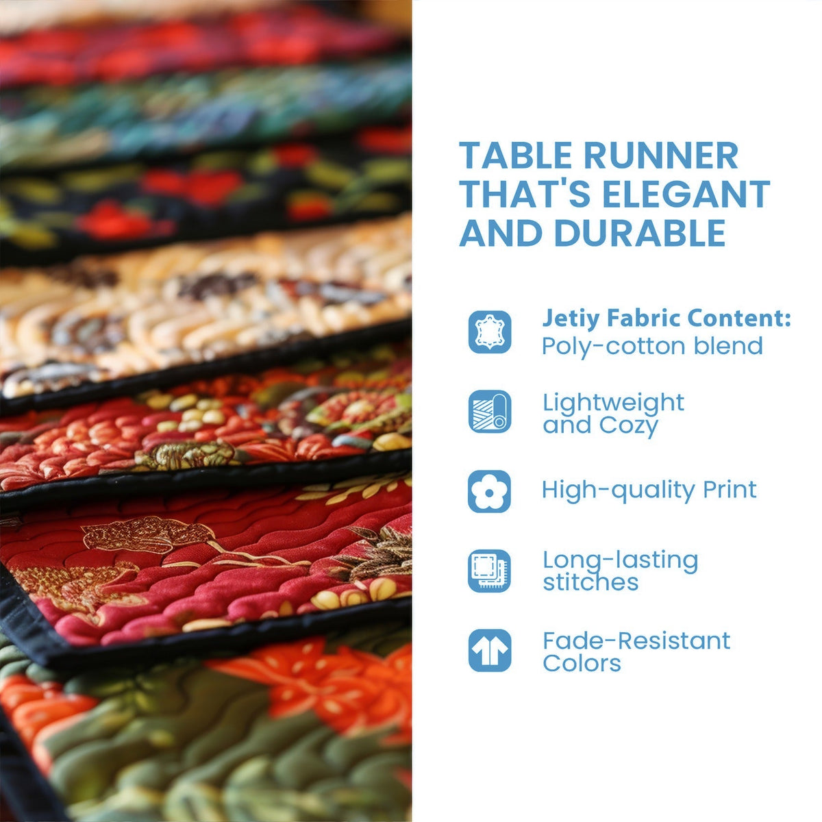 Shineful 2D Flat Print Quilted Table Runner Lucky Hearth