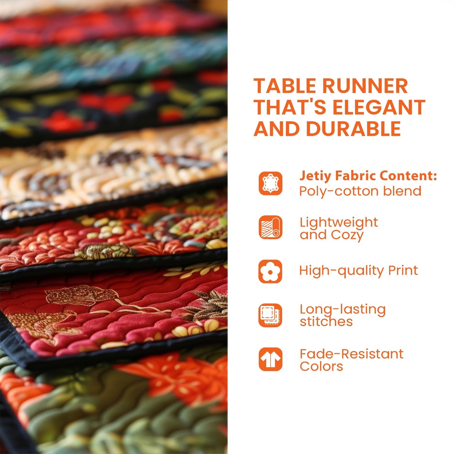 Shineful 2D Flat Print Quilted Table Runner Valentine Romantic Trip