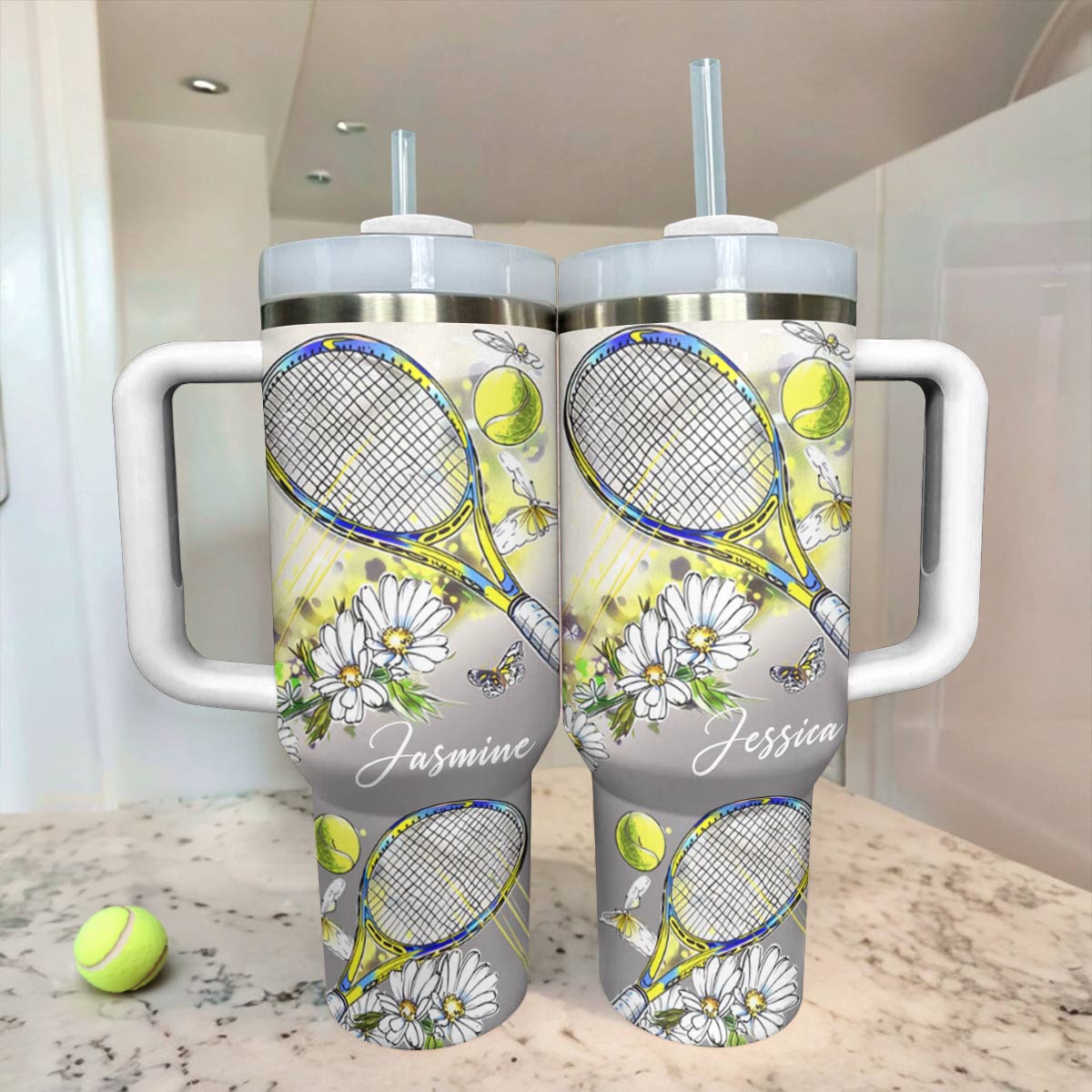 Shineful Personalized Tumbler Elegent Tennis