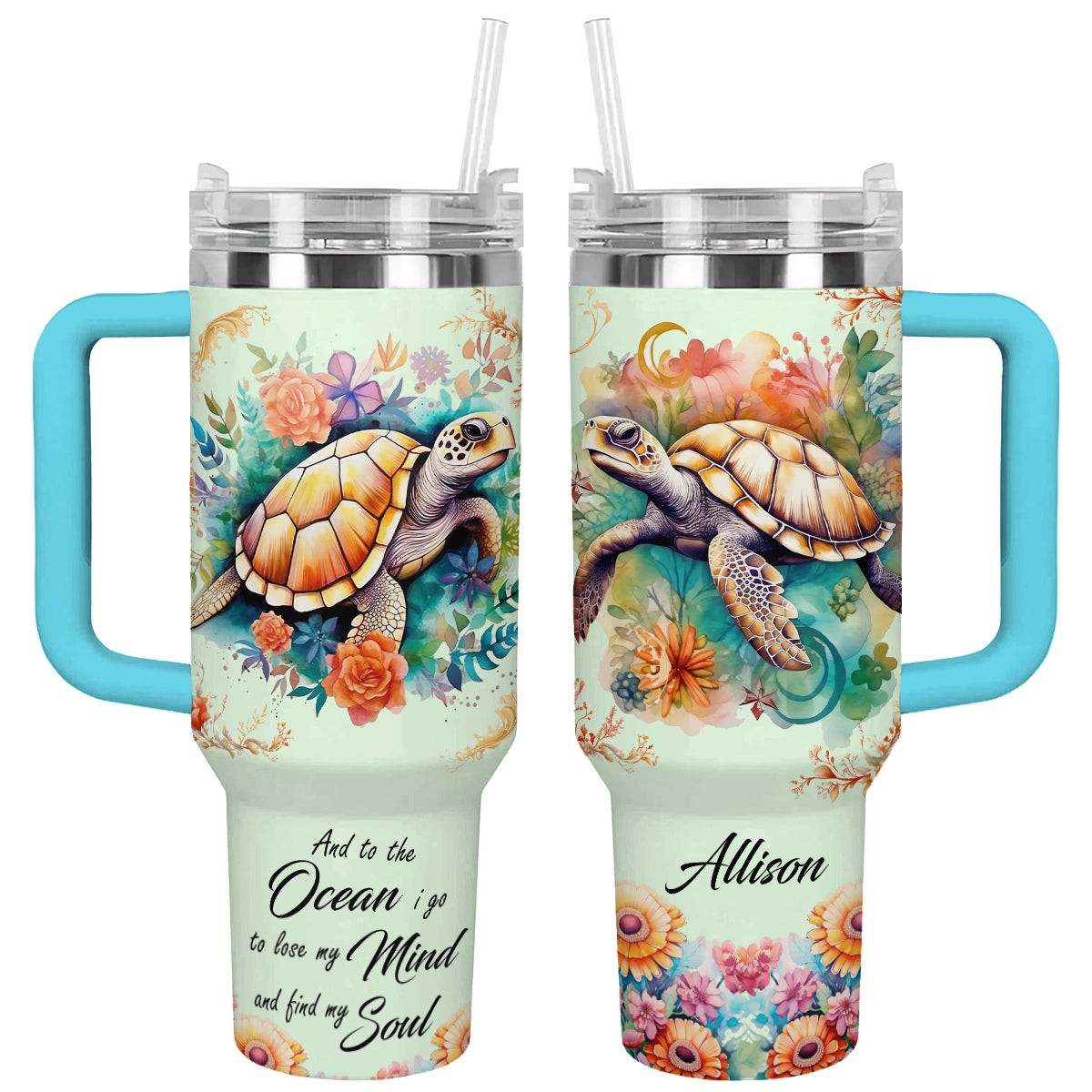 Shineful Tumbler Orange Coral Turtle