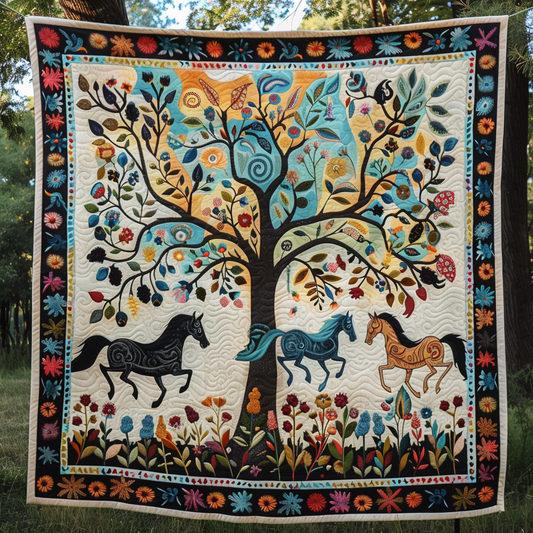 Shineful Flat Print Faux Quilt Blanket Playful Mystic Arbor