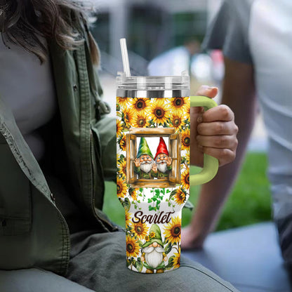 Shineful Tumbler Personalized Sunflower Lucky Gnomes