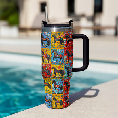 Shineful Tumbler Folk Art Horse
