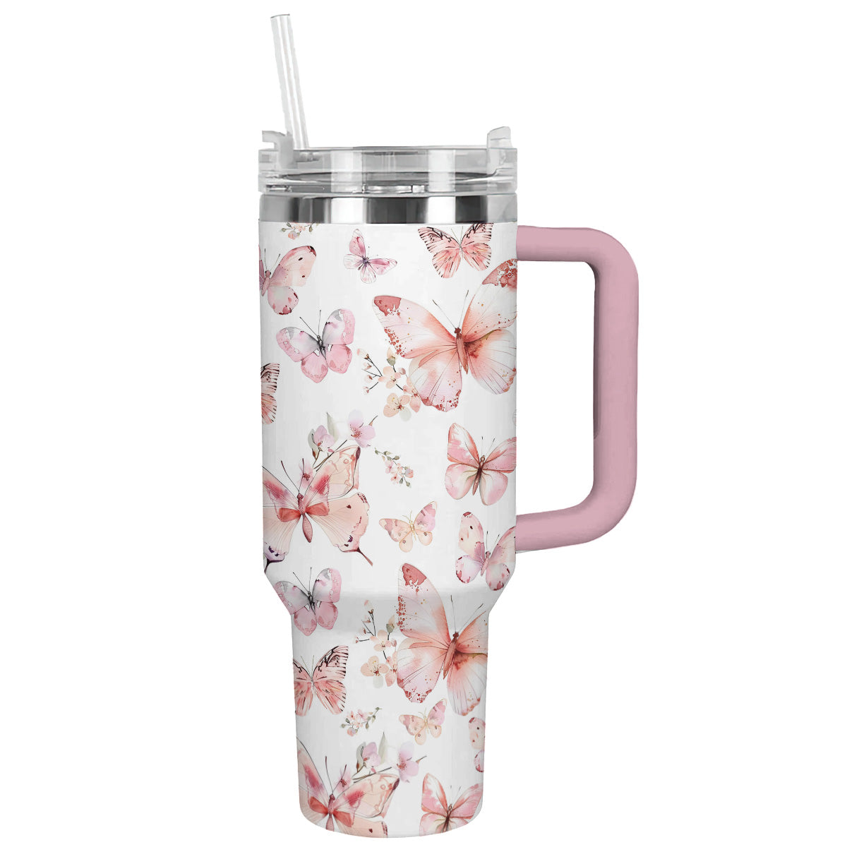 Shineful Tumbler Soft Pink Pastel Butterfly Pattern