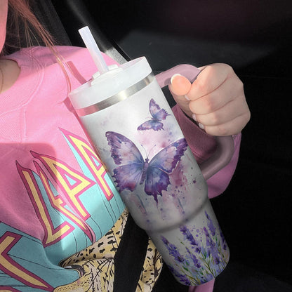 Shineful Tumbler Purple Lavender Butterfly