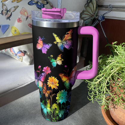 Shineful Tumbler Rainbow Effect Sunflower Butterfly