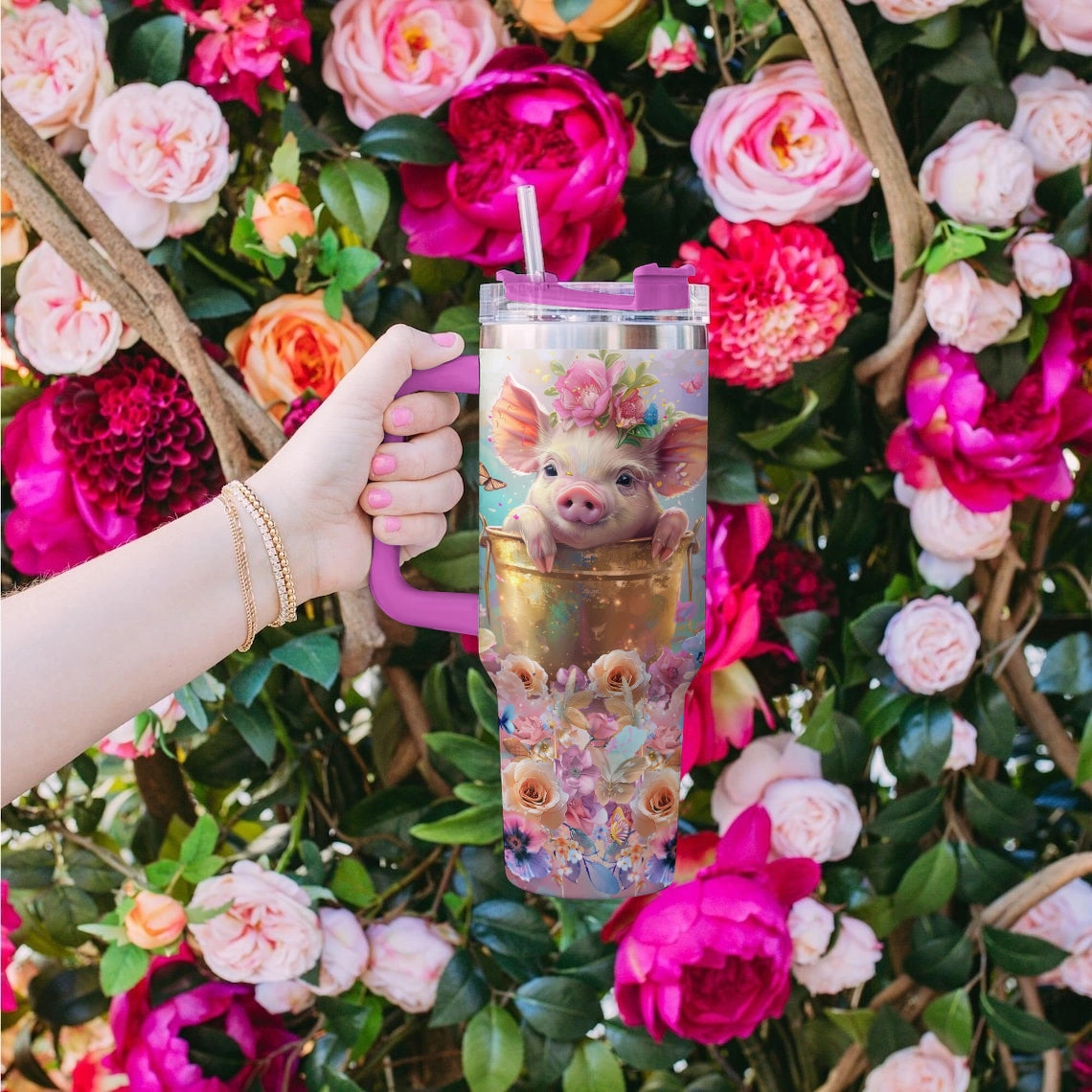 Shineful Tumbler Enchanted Floral Piglet