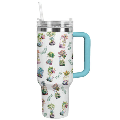 Shineful Tumbler Cute Succulents Pattern