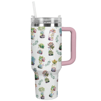 Shineful Tumbler Cute Succulents Pattern