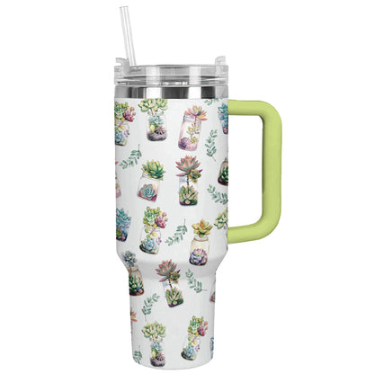 Shineful Tumbler Cute Succulents Pattern