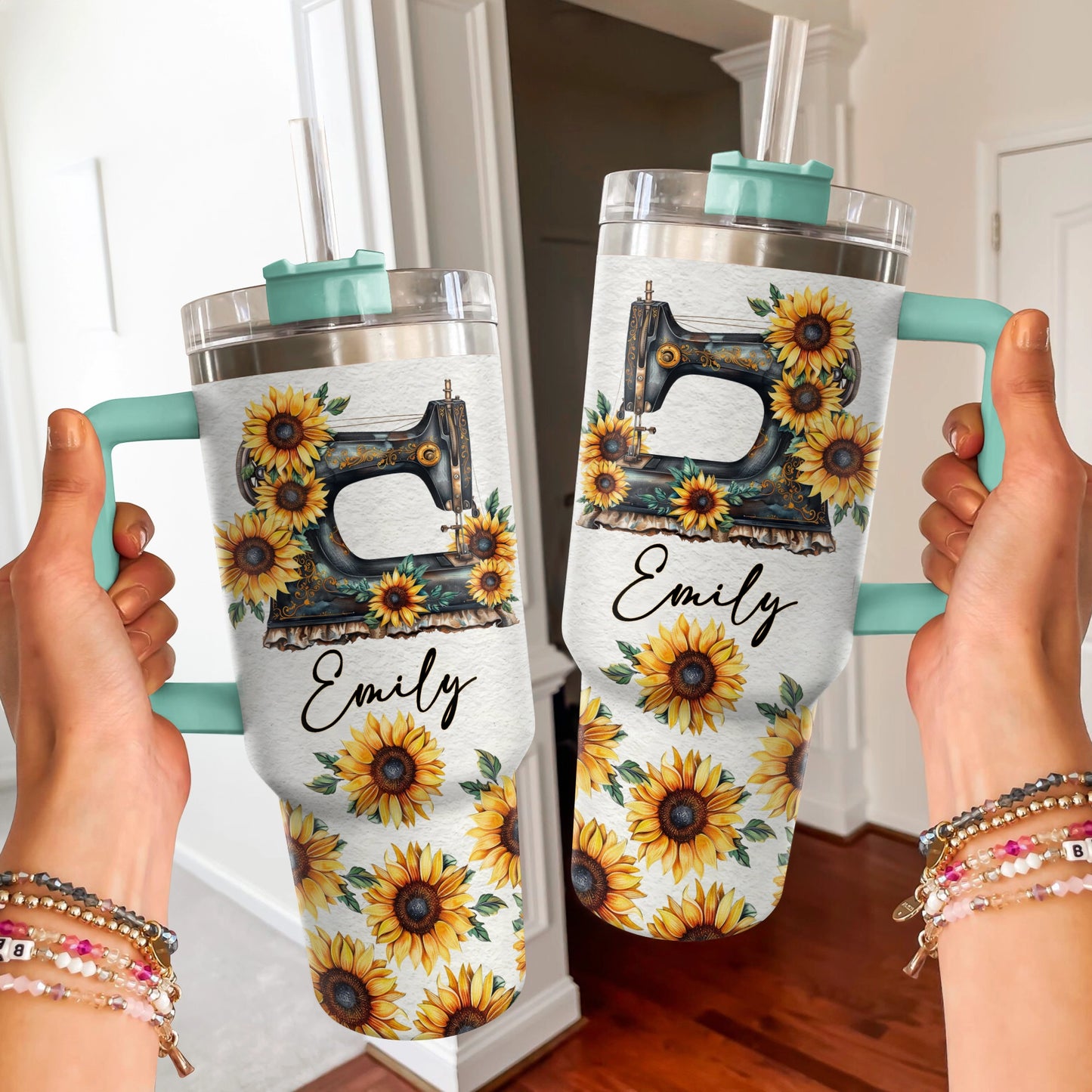 Shineful Tumbler Personalized Sewing Sunflower Stitches