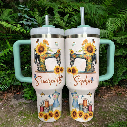 Shineful Tumbler Personalized Sewciopath Sunflower Sewing Machine