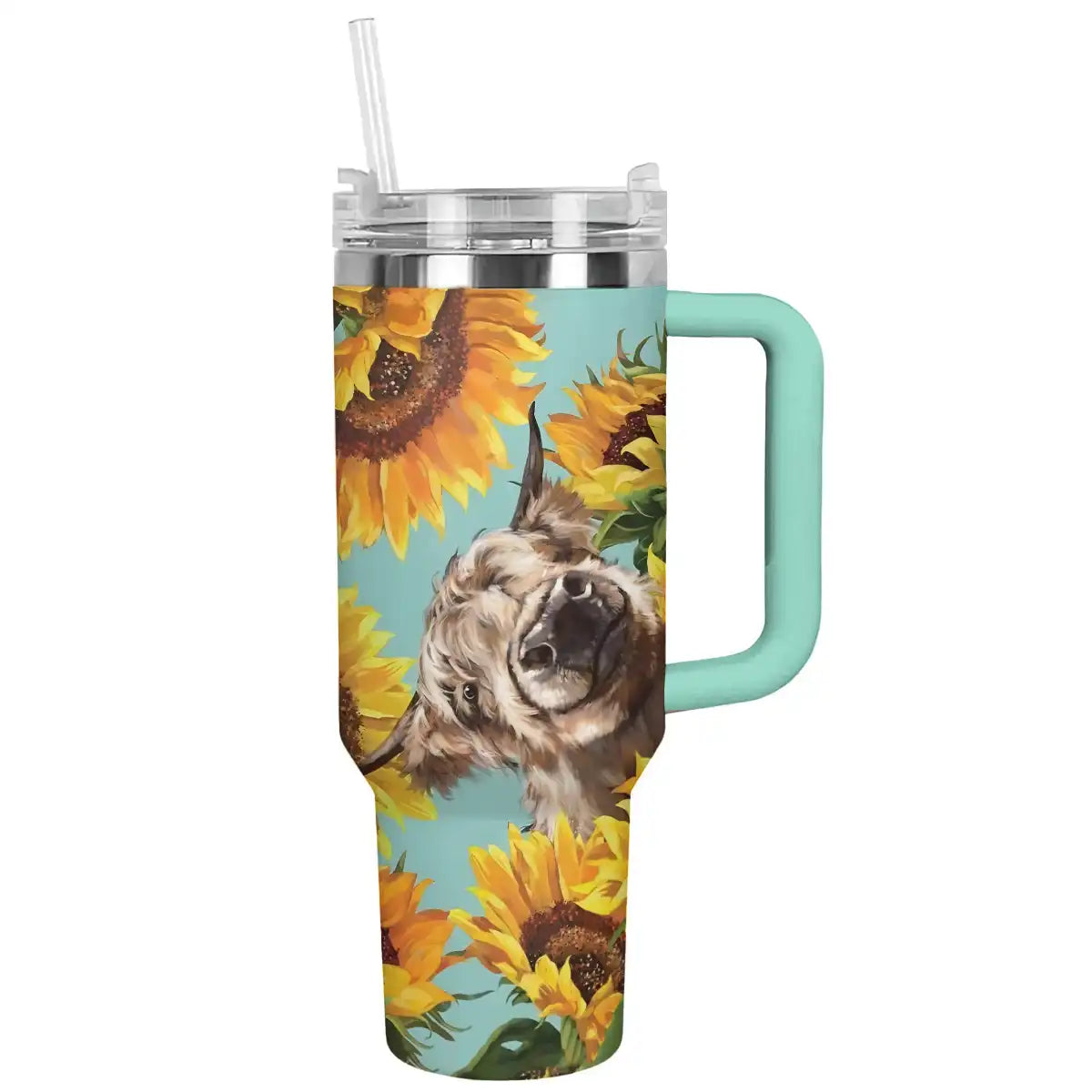Shineful Tumbler Cow In Sunflowers