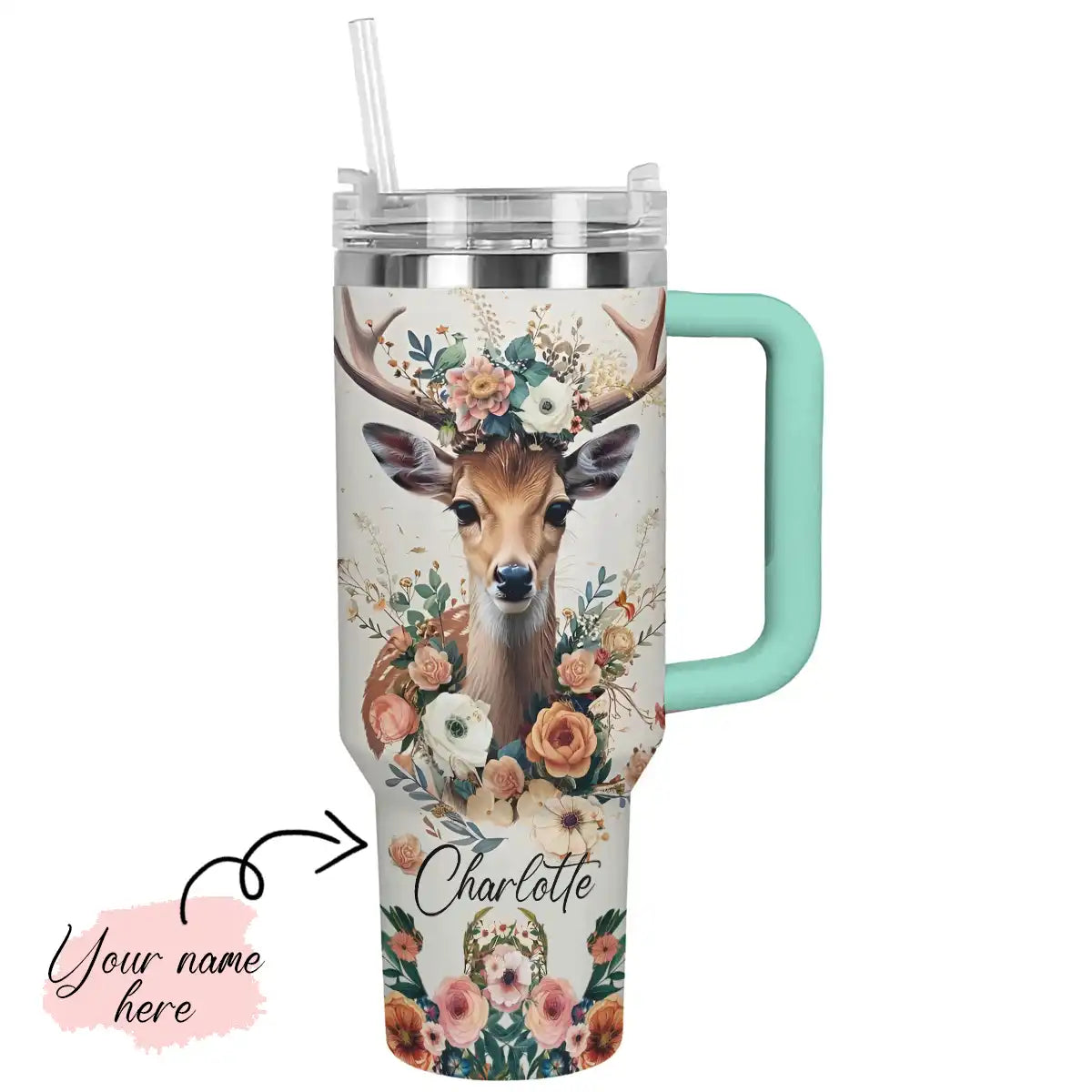 Shineful Tumbler Floral Deer