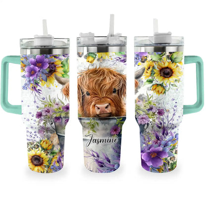 Shineful Tumbler Cute Highland Cow In Bucket TH7