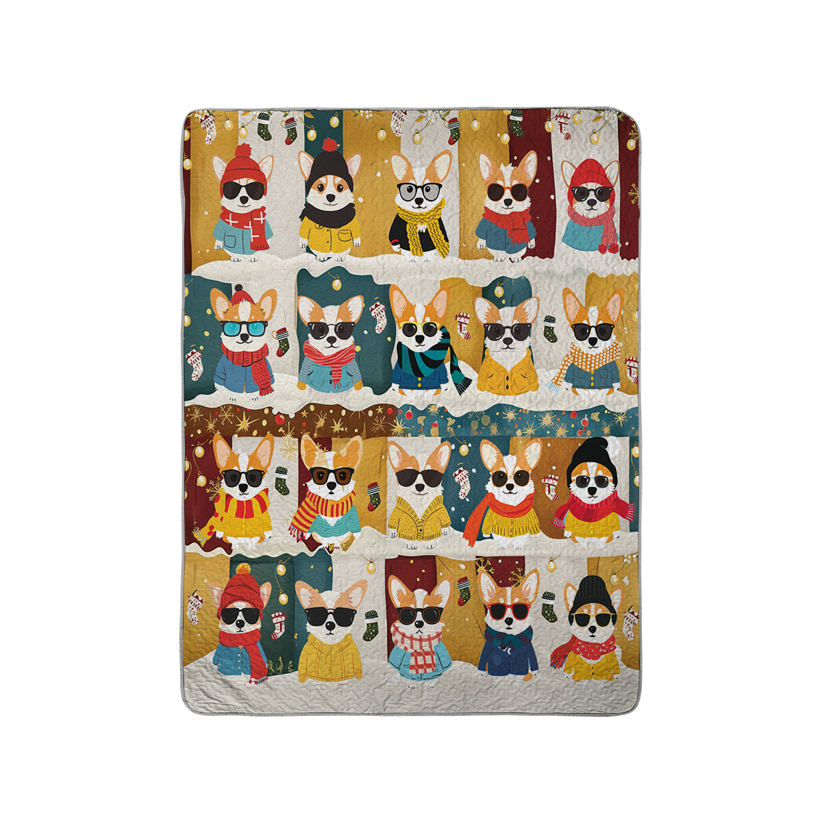 Shineful All Season Quilt 3-Piece Set Corgi Winter Fashion