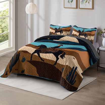 Shineful All Season Quilt 3-Piece Set - Cowboy Under The Moonlight