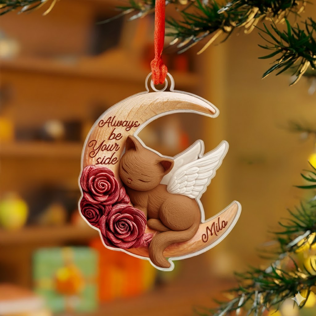 Shineful 2D Acrylic Ornament Personalized Cat Moon Love