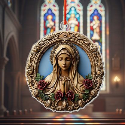 Shineful 2D Acrylic Ornament Sacred Heart Virgin Mary Wooden