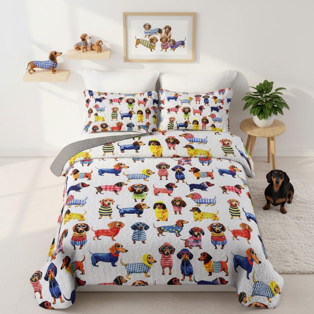 Shineful Quilt 3-Piece Set Dachshund Amazing Stylish