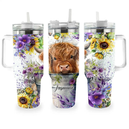 Shineful Tumbler Cute Highland Cow In Bucket TH7