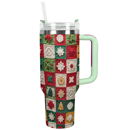 Shineful Tumbler Christmas Crochet Granny Square