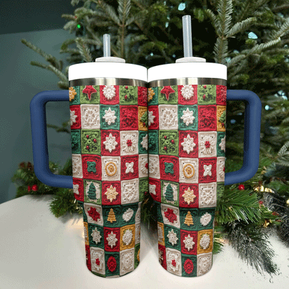 Shineful Tumbler Christmas Crochet Granny Square