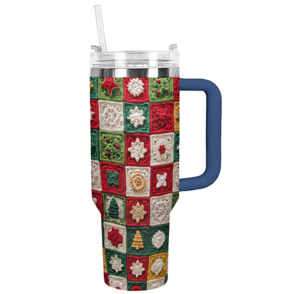 Shineful Tumbler Christmas Crochet Granny Square