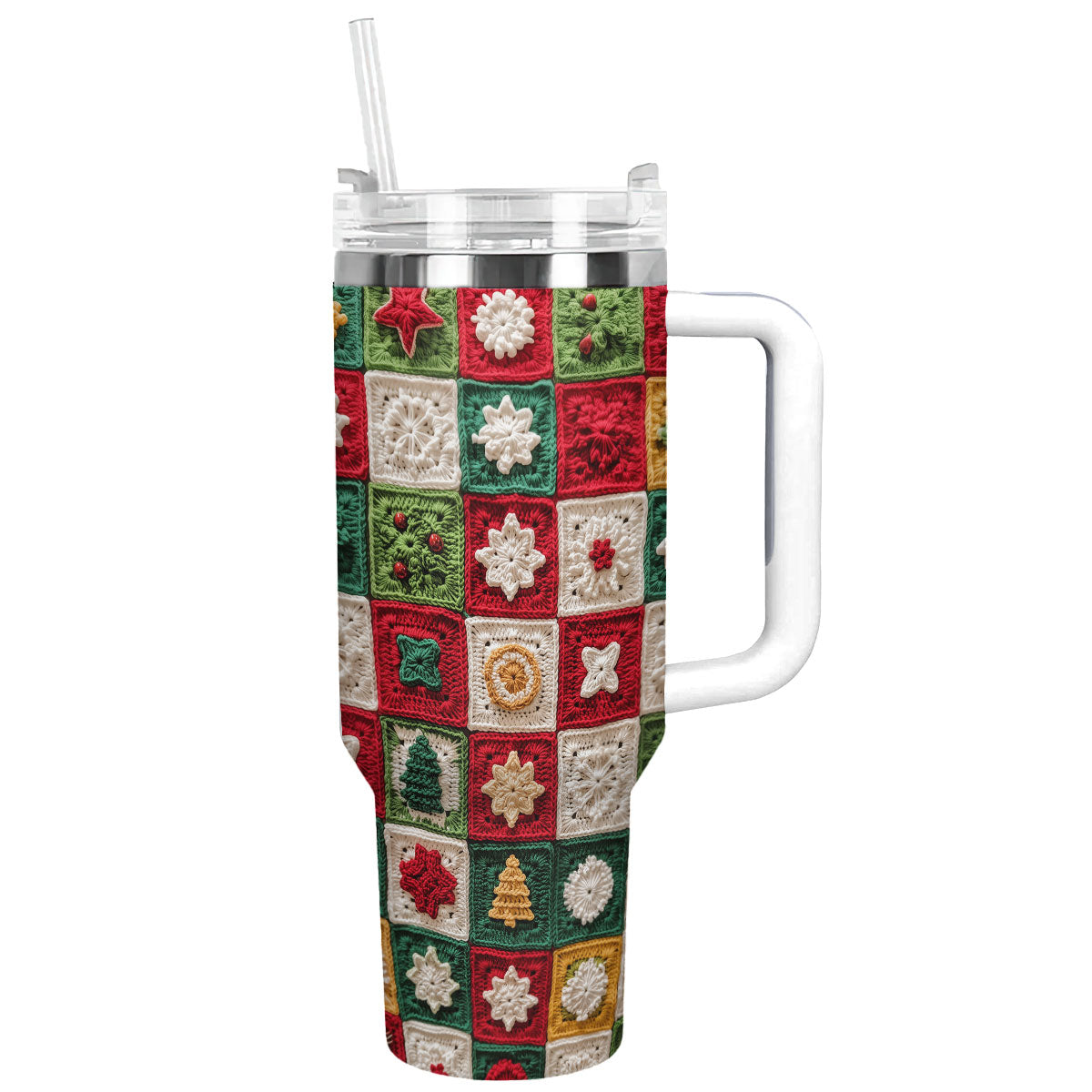 Shineful Tumbler Christmas Crochet Granny Square