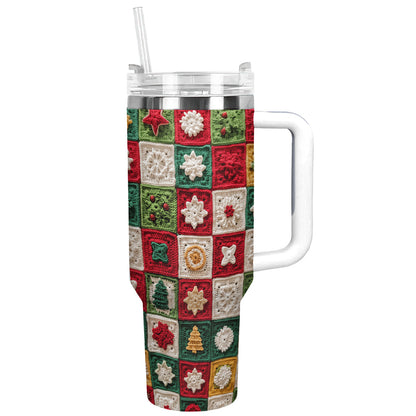 Shineful Tumbler Christmas Crochet Granny Square