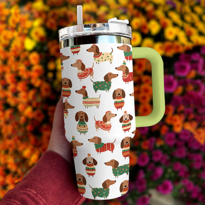 Shineful Tumbler Dachshund In Christmas Sweater