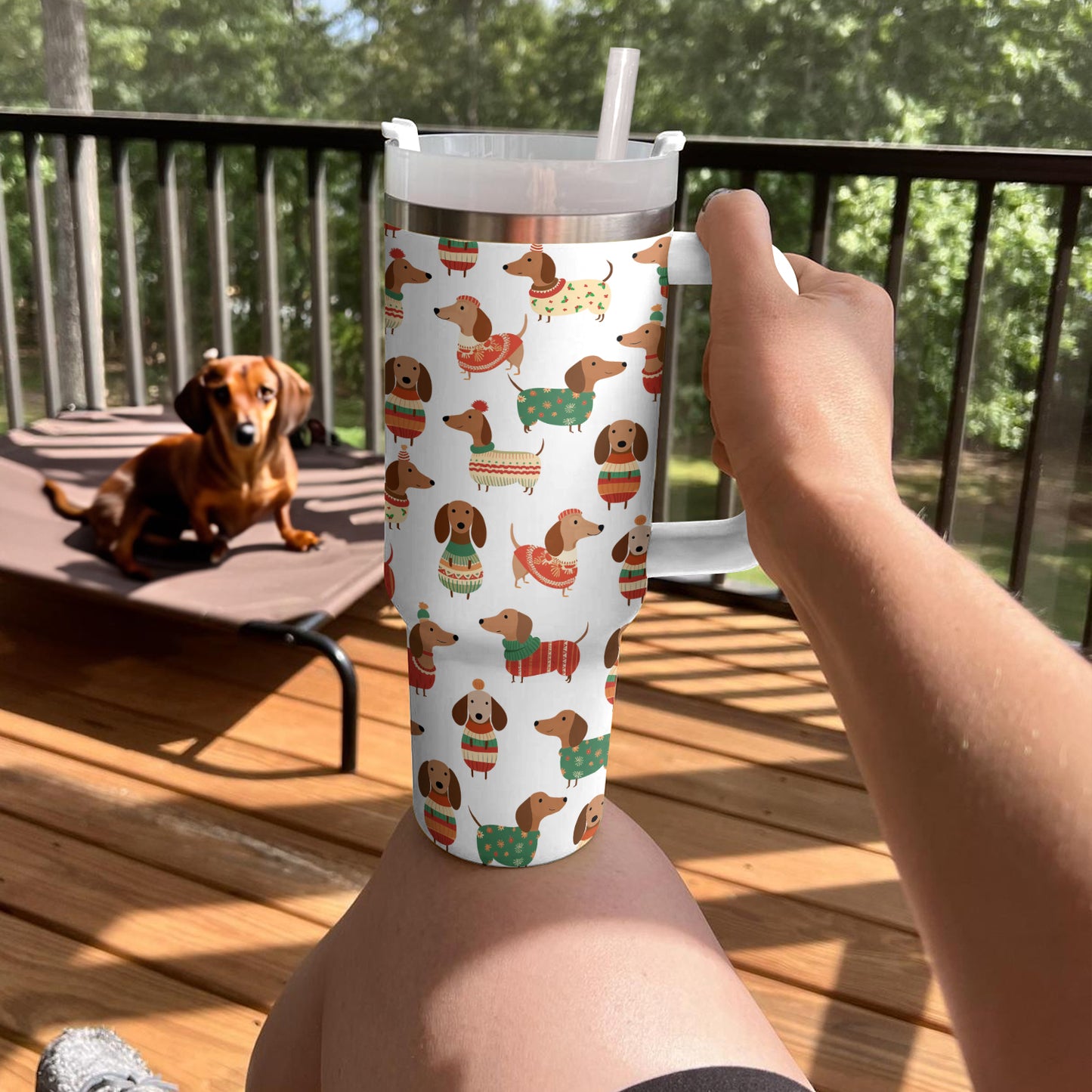 Shineful Tumbler Dachshund In Christmas Sweater