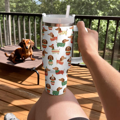 Shineful Tumbler Dachshund In Christmas Sweater